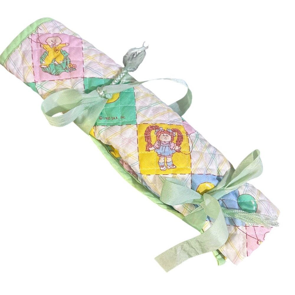Vintage 1983 Cabbage Patch Kids Quilted Doll Sleeping Bag With Pastel Pattern & - Picture 4 of 12